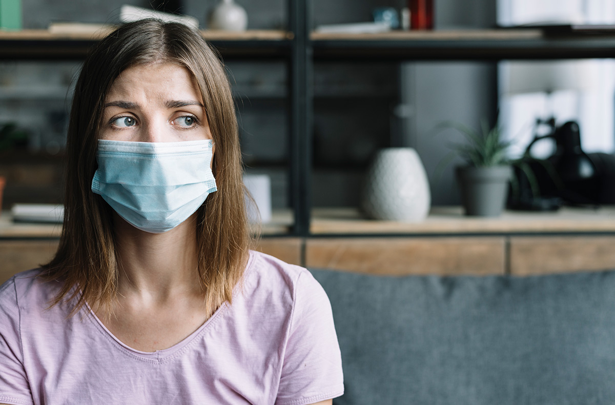 Women wearing face mask