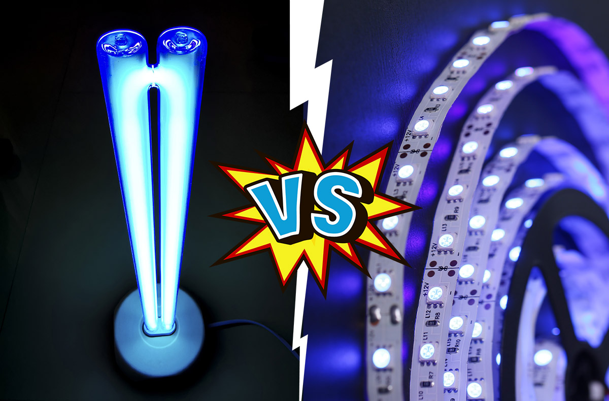 Germicidal UVC lamps versus LED lights