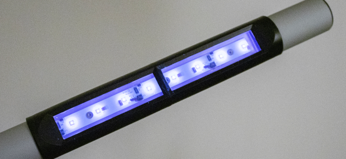 The glowing UVC LED lights of the Katana UVC Light Wand