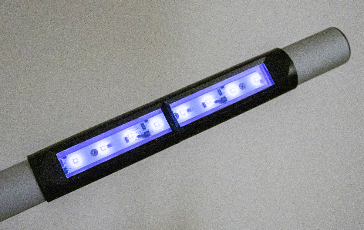 The glowing UVC LED lights of the Katana UVC Light Wand